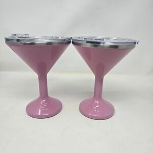 ORCA Martini Tumbler Set of 2 Pink 8oz Insulated Stainless Steel Cocktail Glasse